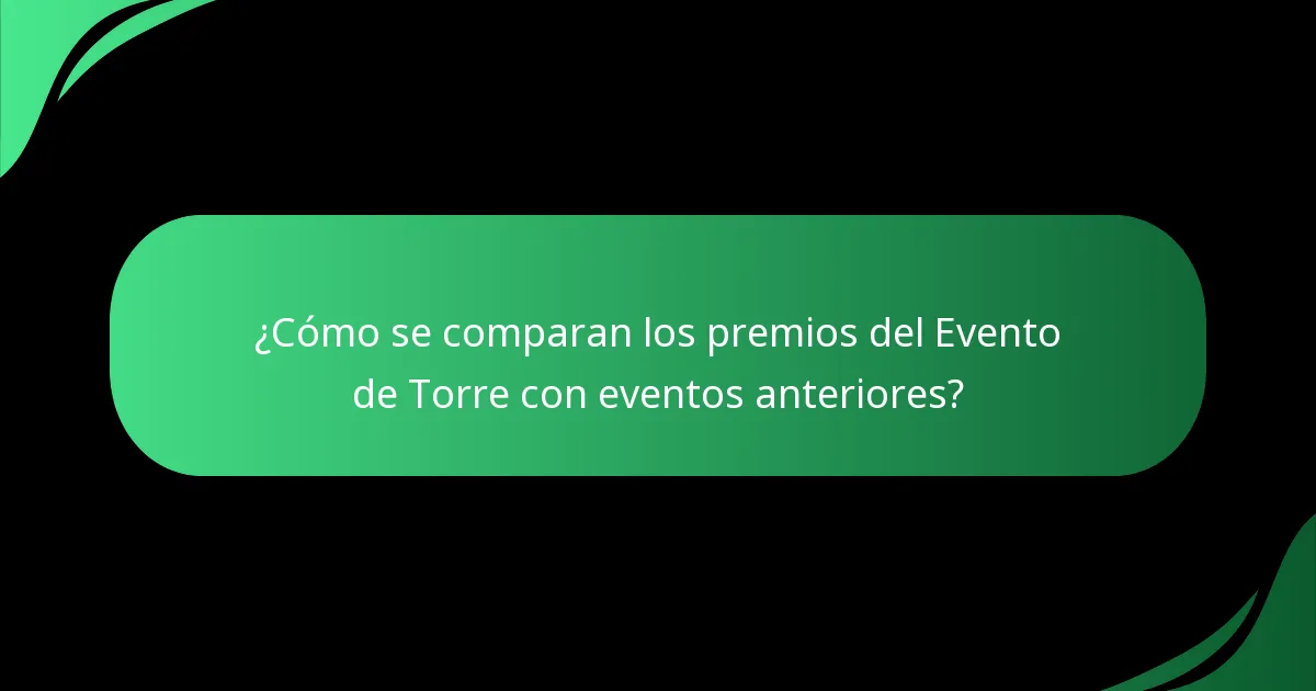 ¿Cómo se comparan los premios del Evento de Torre con eventos anteriores?