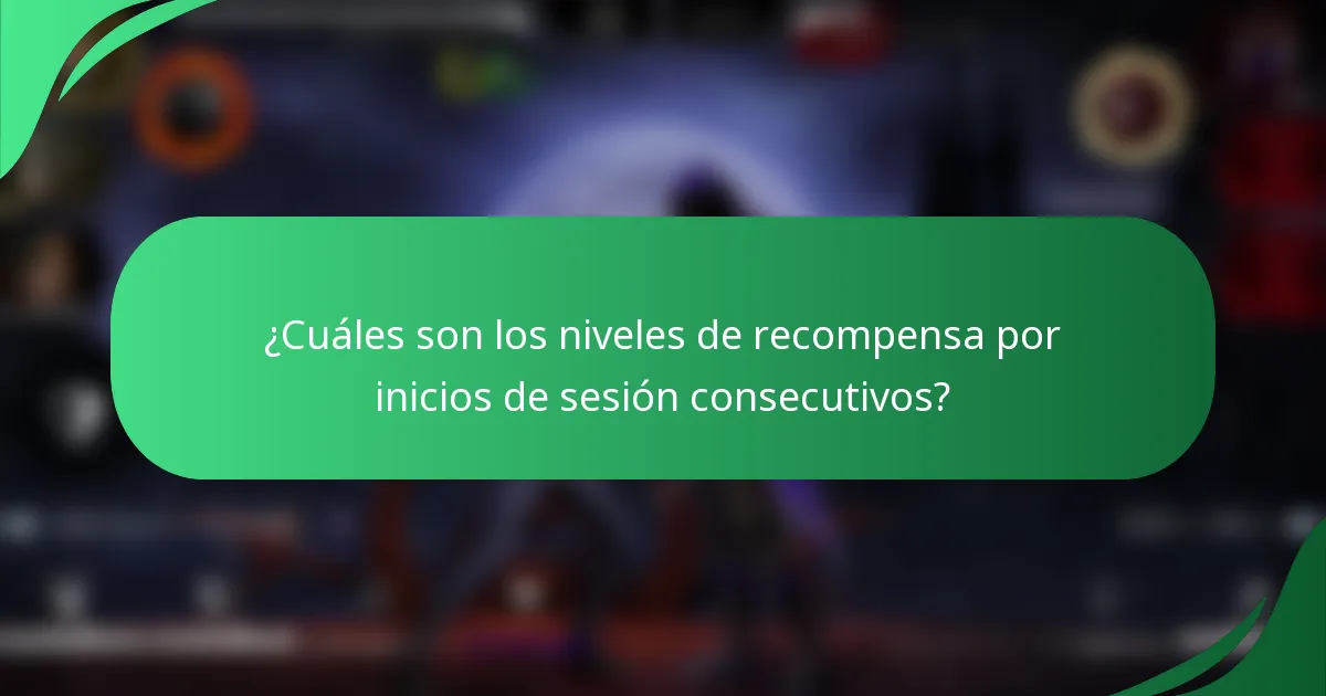¿Cuáles son los niveles de recompensa por inicios de sesión consecutivos?