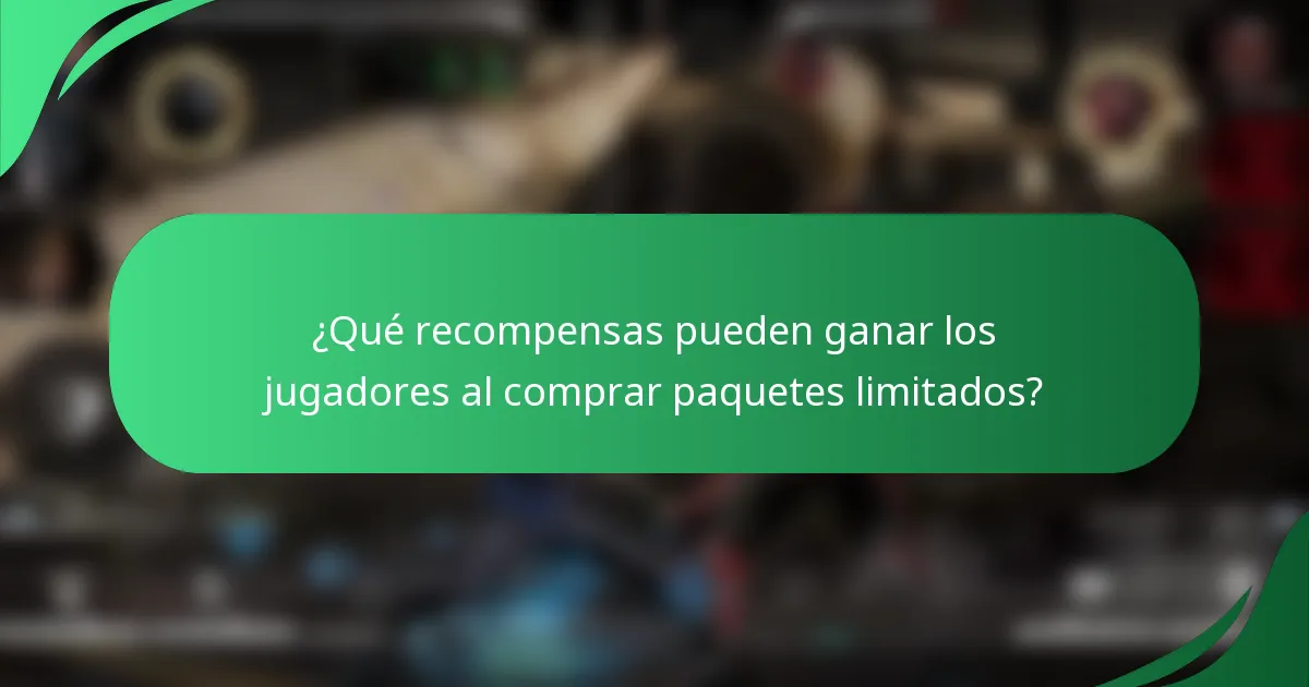 ¿Qué recompensas pueden ganar los jugadores al comprar paquetes limitados?